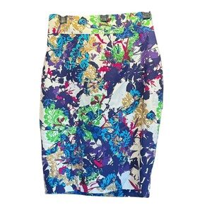 PANIZ. Floral Geometric Splash Skirt. Size 8.